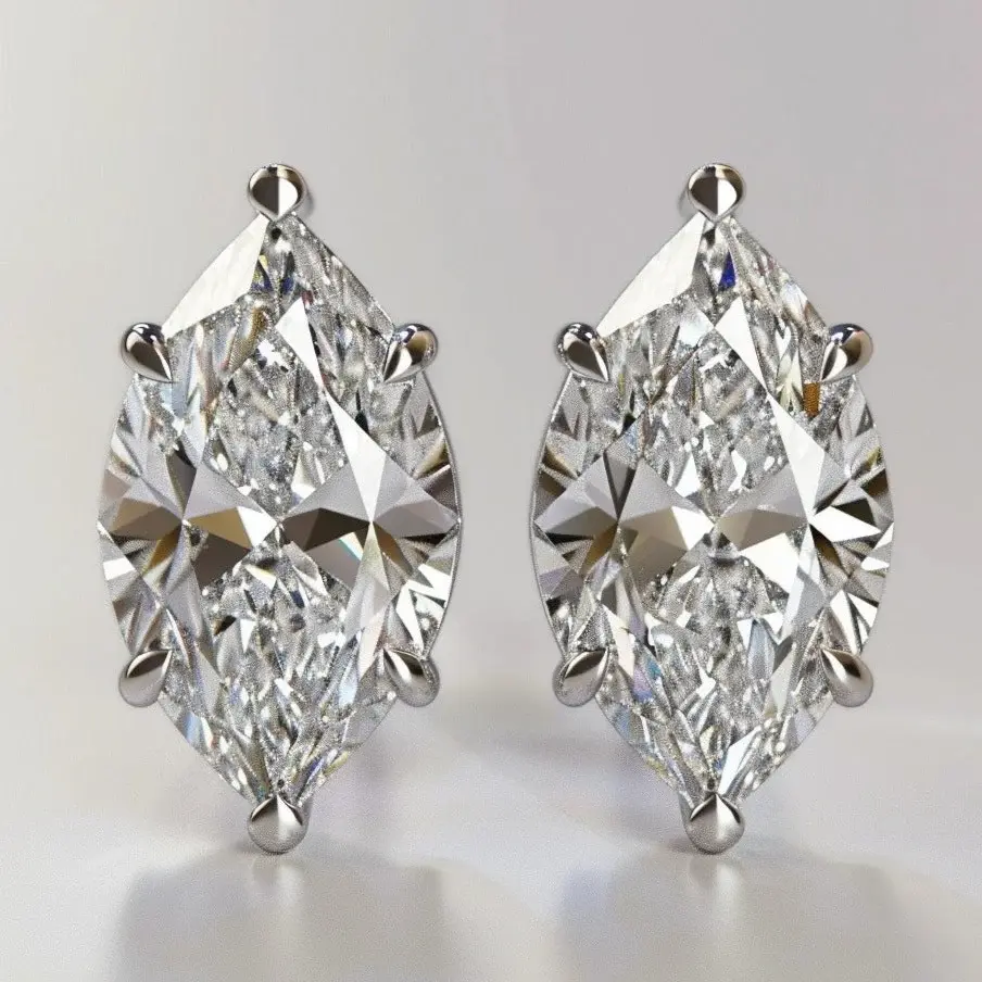 1ct marquise solitaire diamond earrings