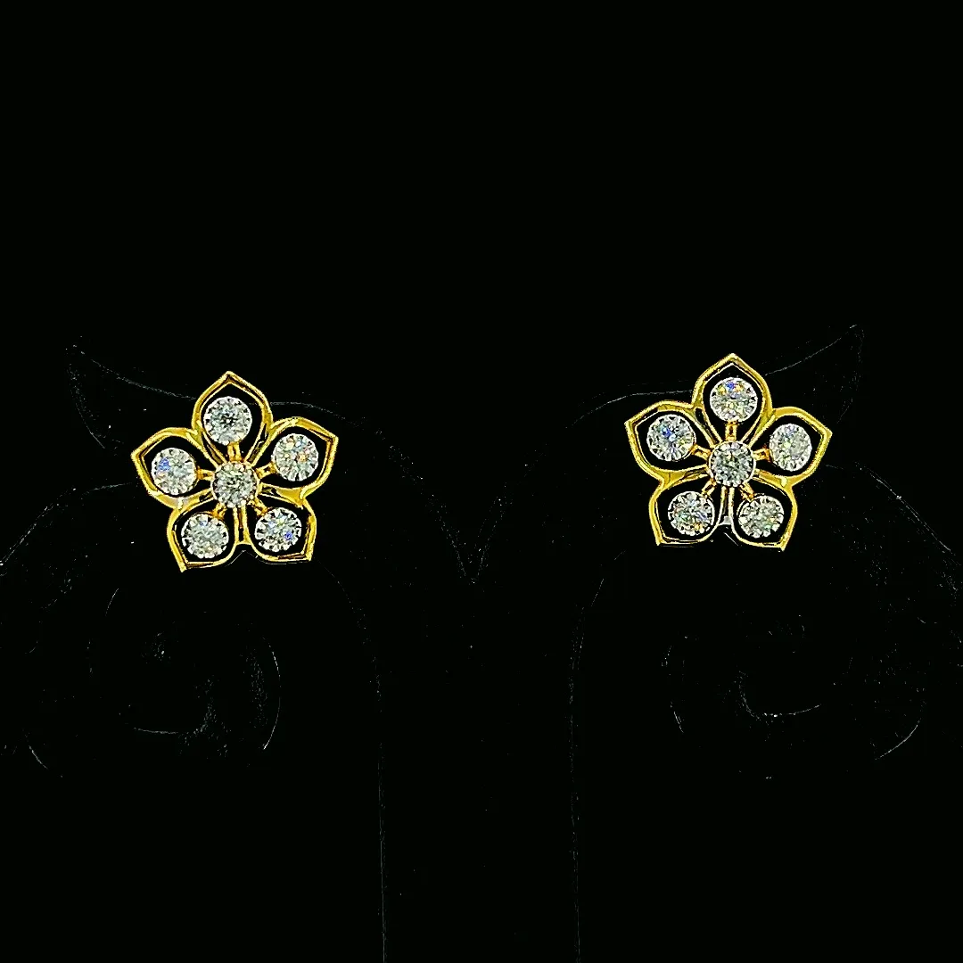 dazzling diamond floral studs earrings