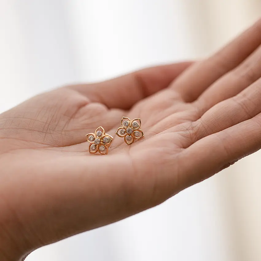dazzling diamond floral studs earrings